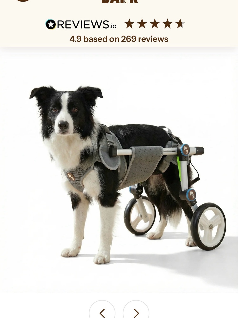 Gray Support Wheelchair for Dogs – Lightweight Rear Leg Mobility Aid